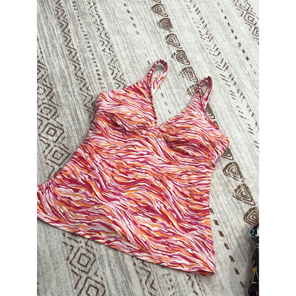 Eddie Bauer‎ for Next Pink Orange Wave Print Tankini Swim Top 36B/C Style 3321